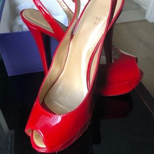 Stuart Weitzman platform patent leather pumps